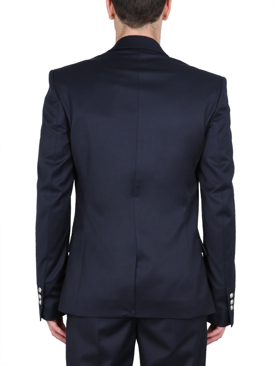 BALMAIN Structured Wool Jacket with Peaked Lapels