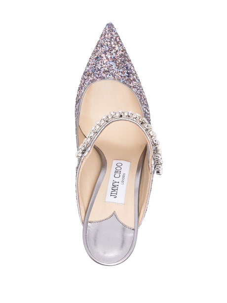 JIMMY CHOO Pointed Toe Glitter Strap Pumps