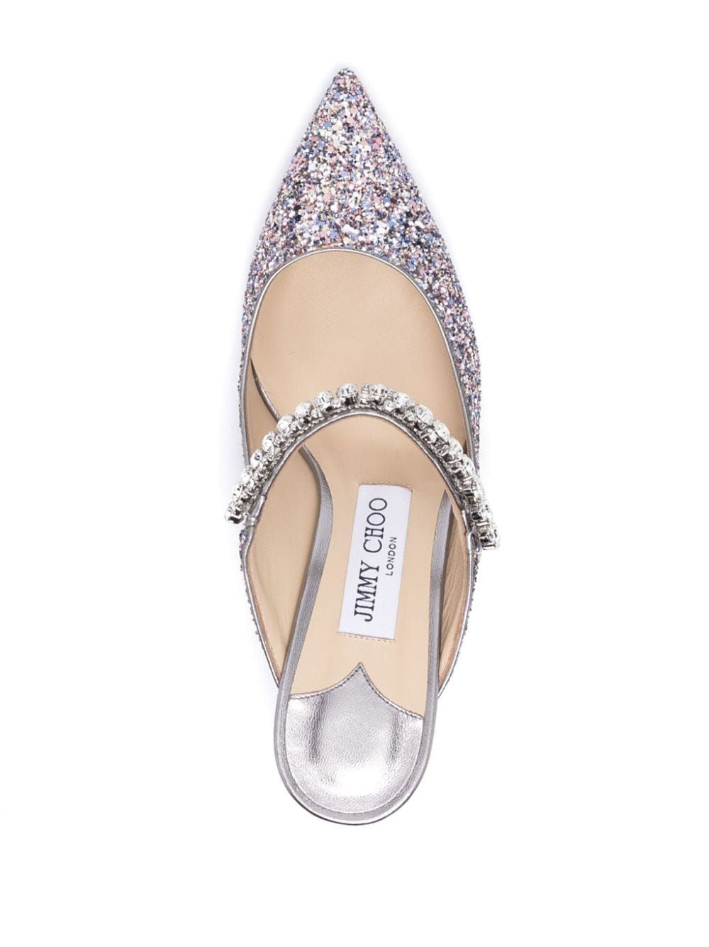 JIMMY CHOO Glitter Crystal Strap Mini Stilettos