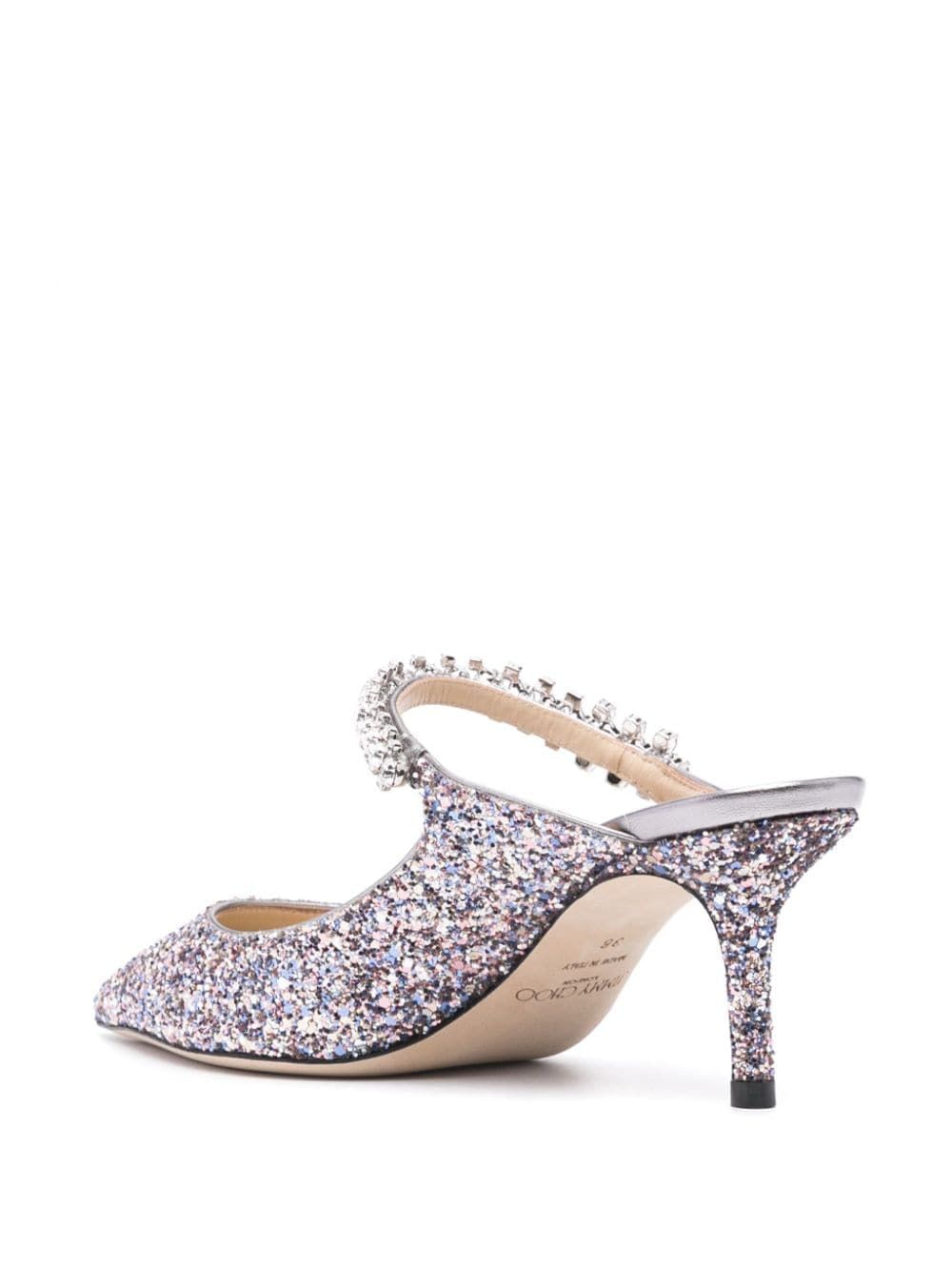 JIMMY CHOO Glitter Crystal Strap Mini Stilettos