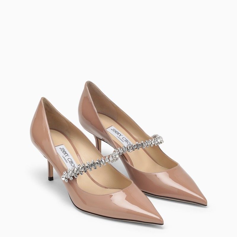 JIMMY CHOO スワロフスキー飾りの特許皮革パンプス（女性用）- ブラック