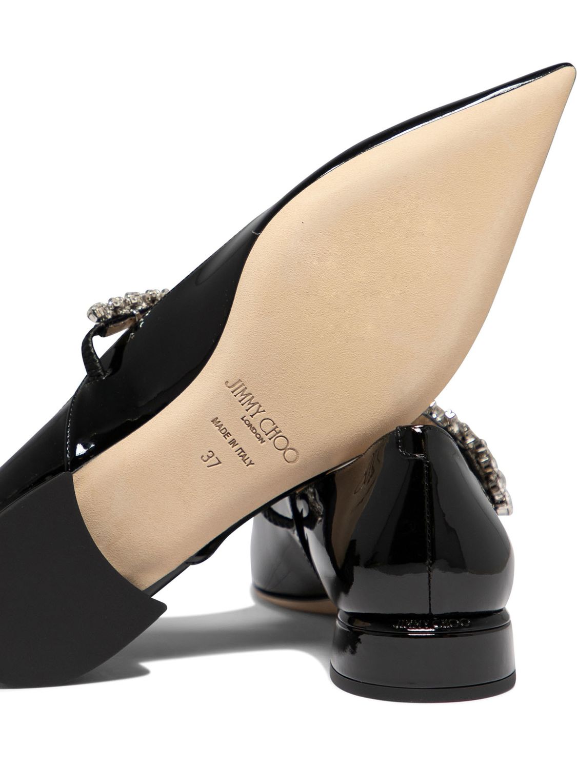 JIMMY CHOO 女性用エレガントな黒のバレエフラット