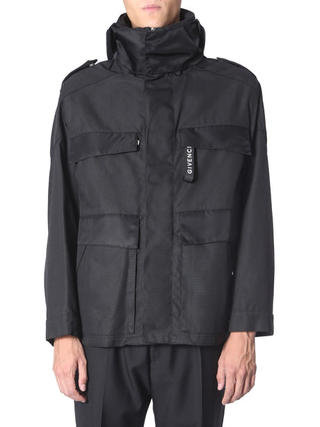 GIVENCHY Men's Wind Jacket with Front Zip & Pressure Button