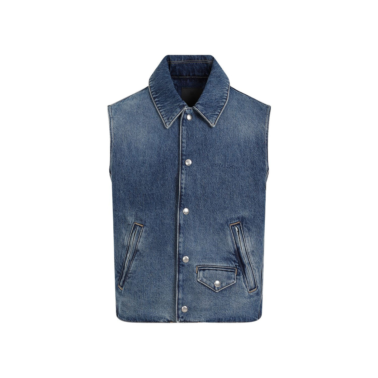 GIVENCHY Classic Denim Vest with Dual Zipped Pockets - Men’s Fashion