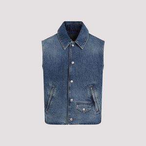 GIVENCHY Classic Denim Vest with Dual Zipped Pockets - Men’s Fashion