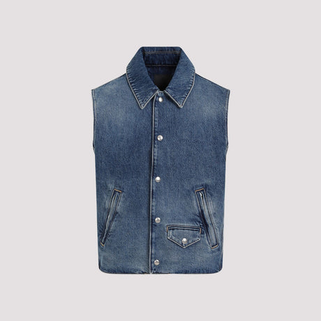 GIVENCHY Denim Vest with Side Zip Pockets for Men