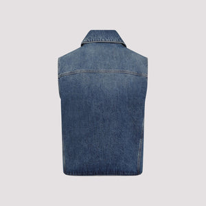 GIVENCHY Denim Vest with Side Zip Pockets for Men