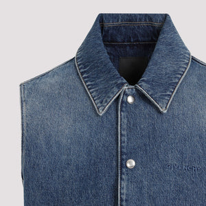 GIVENCHY Denim Vest with Side Zip Pockets for Men