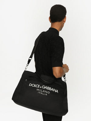 DOLCE & GABBANA Nylon Shoulder Bag with Logo - Adjustable and Removable Strap