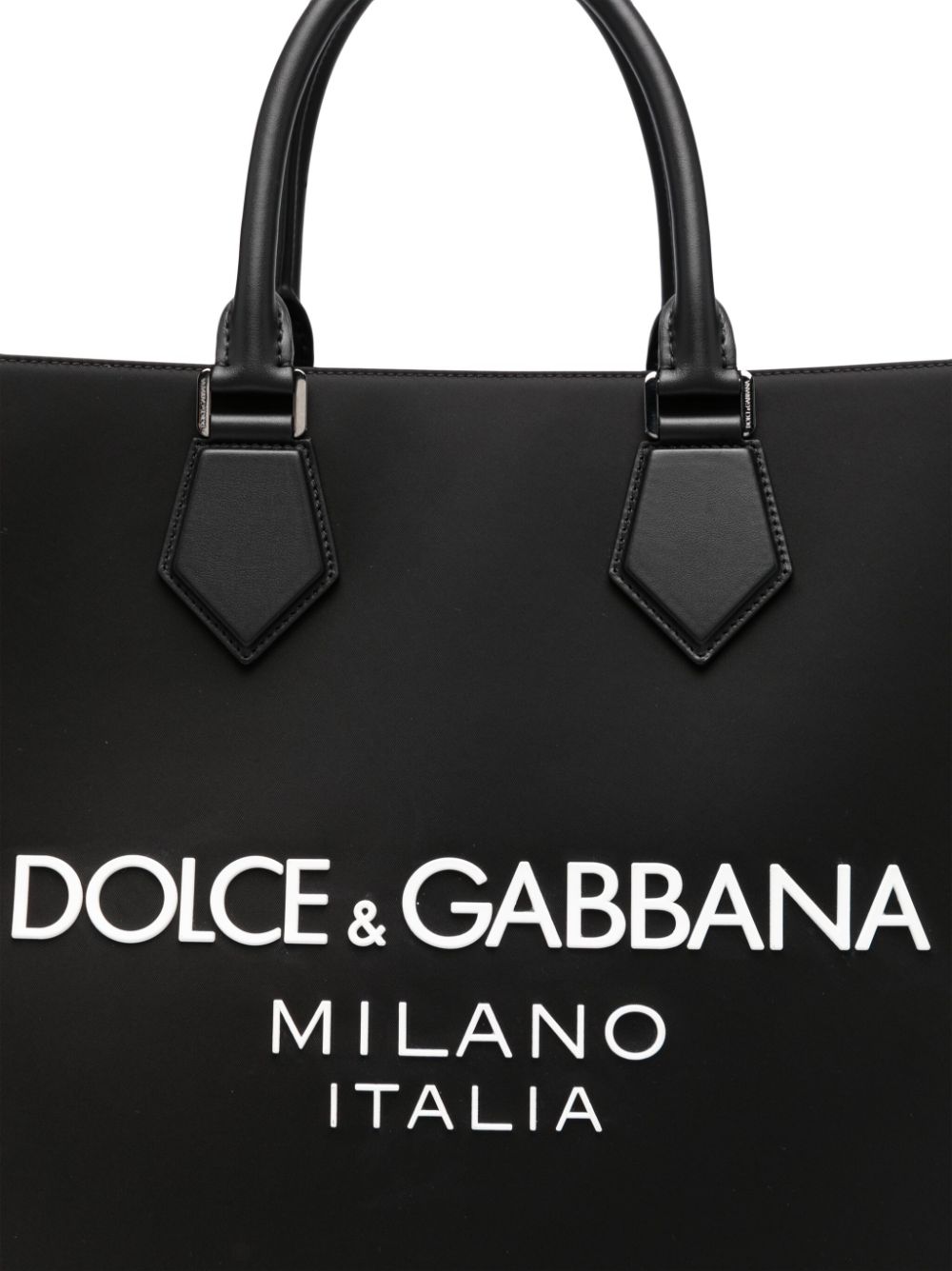 DOLCE & GABBANA メンズ ブラック ロゴ型押しナイロントートバッグ SS24