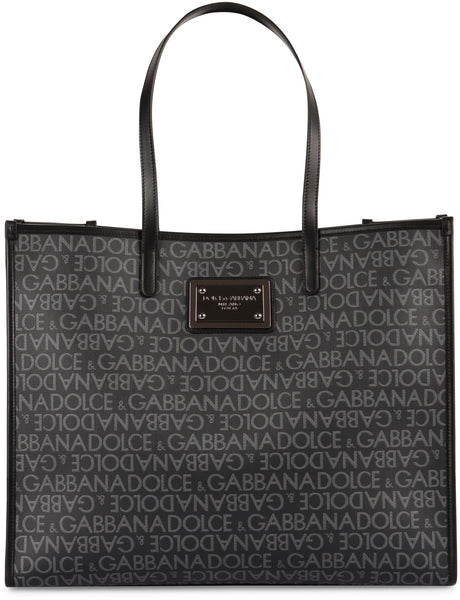 DOLCE & GABBANA エレガントな大きめトートバッグ、レザー付き、42.5 x 34.5 x 14.5 cm