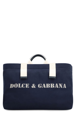 DOLCE & GABBANA メンズ用ネイビープリントトートバッグ（SS24）