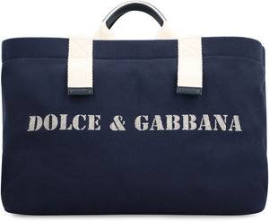 DOLCE & GABBANA メンズ用ネイビープリントトートバッグ（SS24）