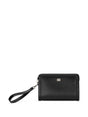 DOLCE & GABBANA BLACK LEATHER WRISTLET WITH LOGO