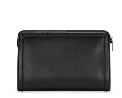 DOLCE & GABBANA BLACK LEATHER WRISTLET WITH LOGO