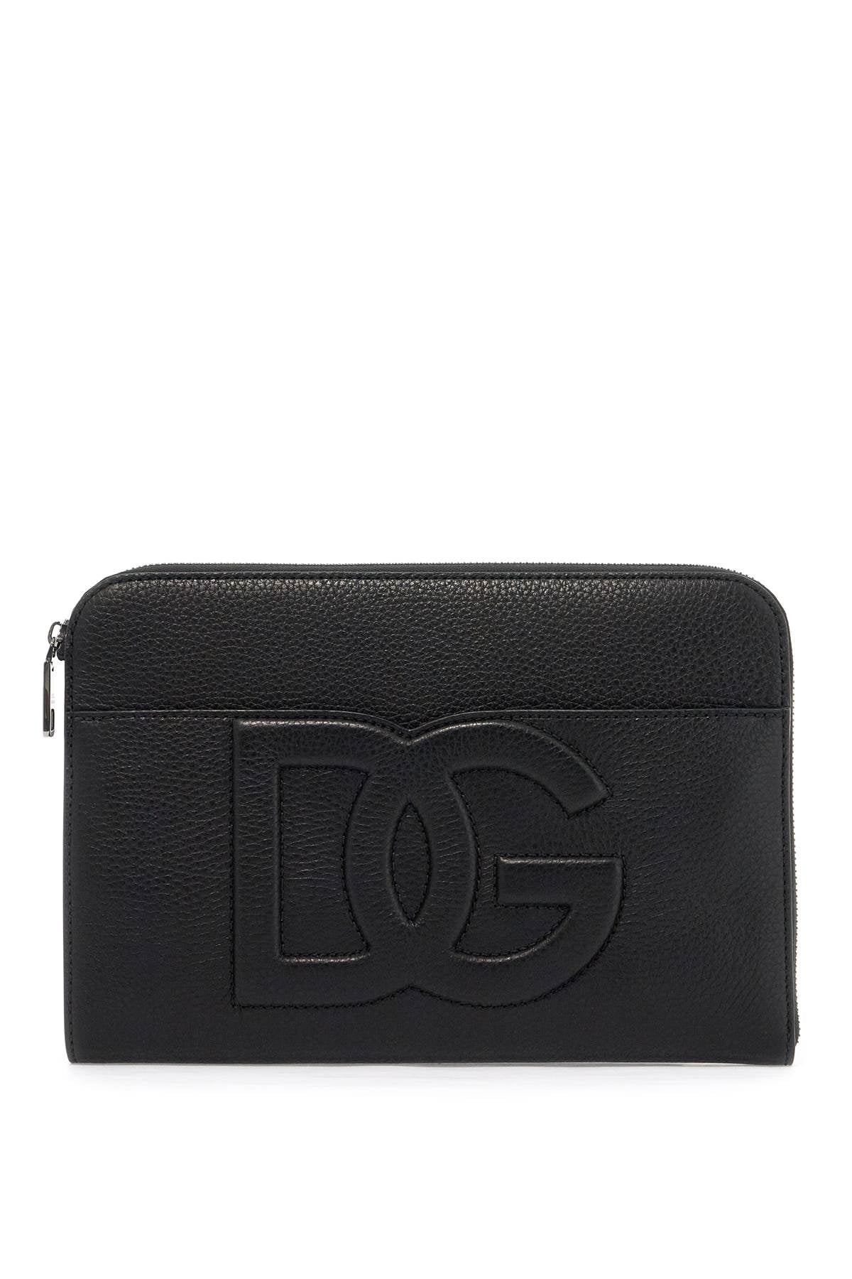 DOLCE & GABBANA 高級グレインレザーポーチ型ハンドバッグ、27x19x4 cm