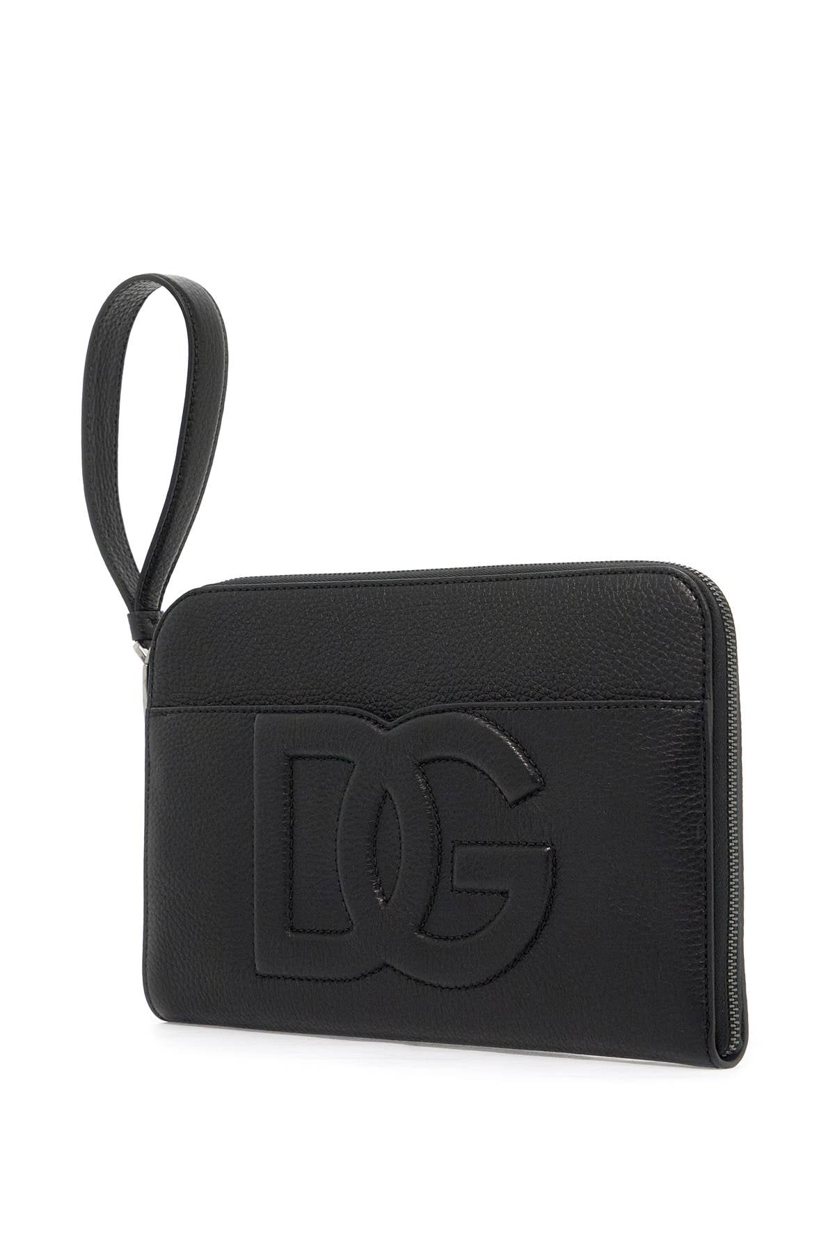 DOLCE & GABBANA 高級グレインレザーポーチ型ハンドバッグ、27x19x4 cm