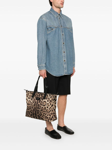 DOLCE & GABBANA Leopard Print Nylon Adamo Shopper