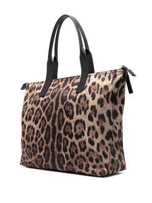 DOLCE & GABBANA Leopard Print Nylon Adamo Shopper