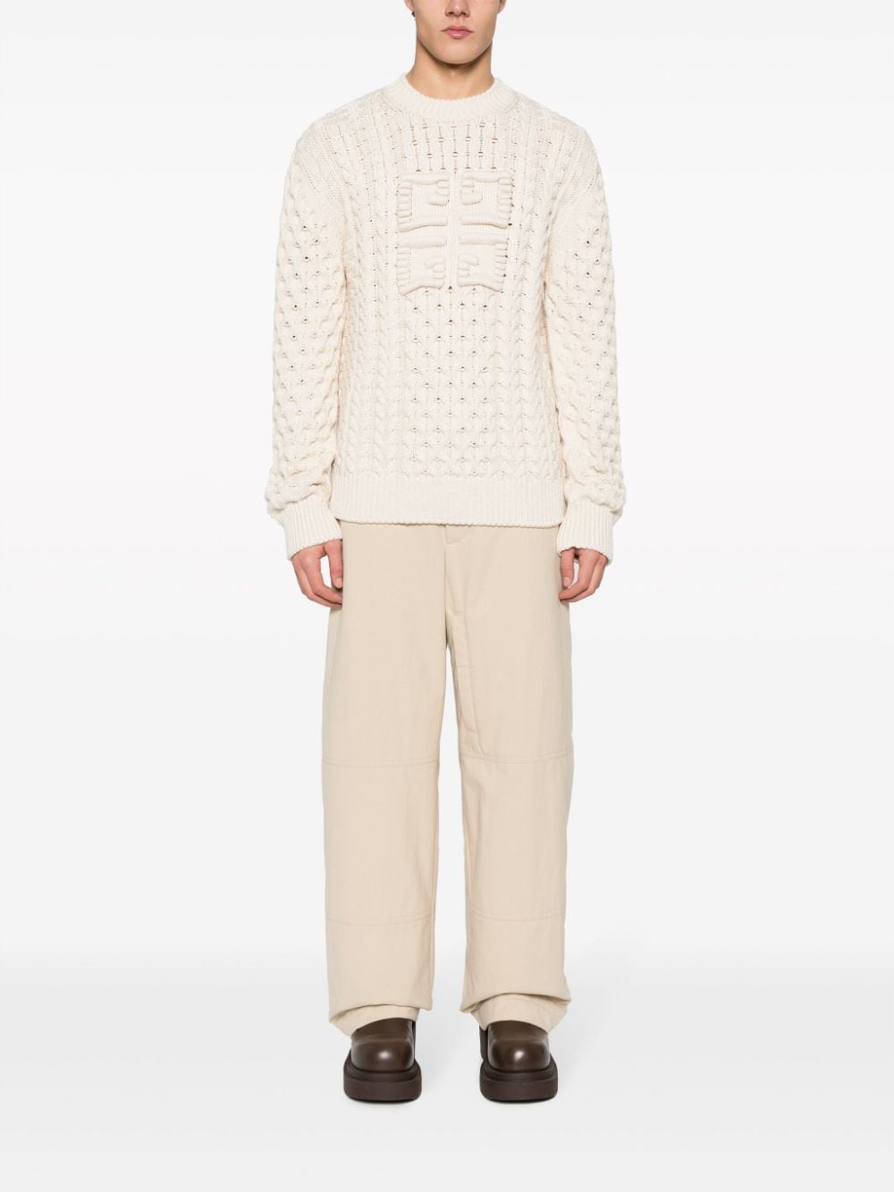 GIVENCHY Chunky Cable Knit Crewneck Sweater - SS24