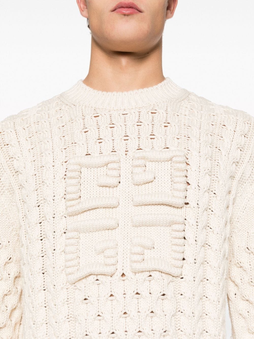 GIVENCHY Chunky Cable Knit Crewneck Sweater - SS24