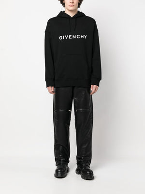 GIVENCHY メンズ用ブラックコットンロゴ付きフーディー