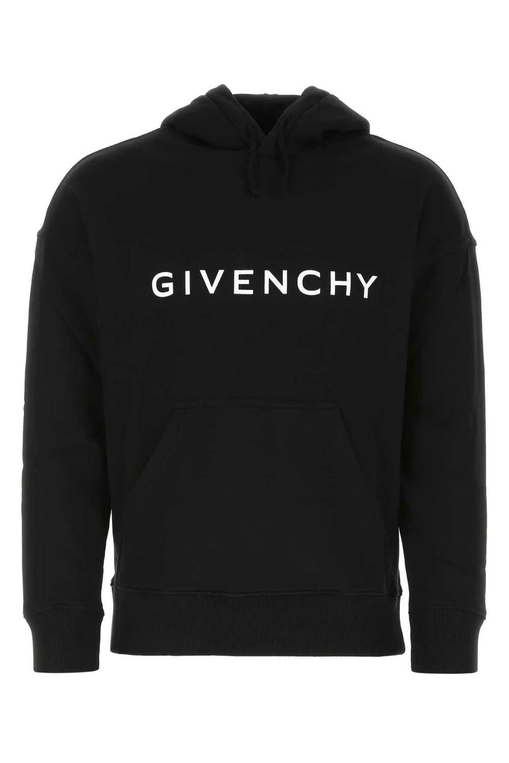 GIVENCHY メンズ用ブラックコットンロゴ付きフーディー