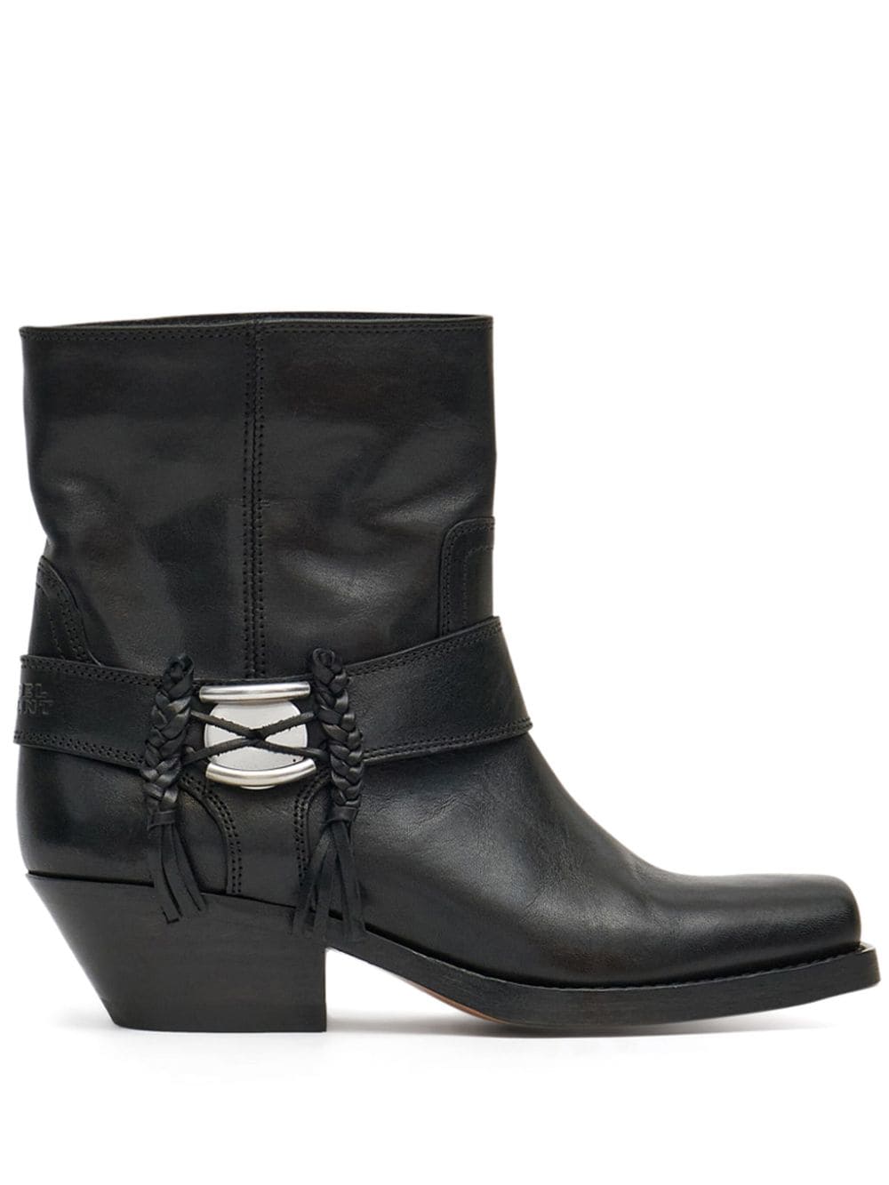 ISABEL MARANT Leather Boots with Stacked Cuban Heel