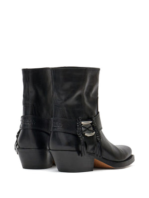 ISABEL MARANT Leather Boots with Stacked Cuban Heel