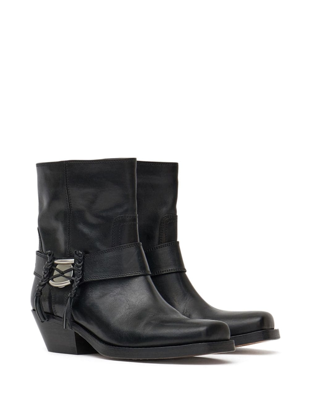 ISABEL MARANT Leather Boots with Stacked Cuban Heel