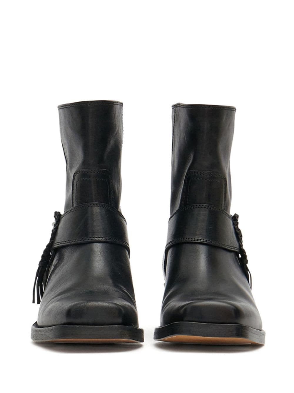 ISABEL MARANT Leather Boots with Stacked Cuban Heel