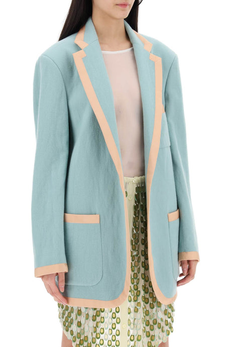 DRIES VAN NOTEN Oversized Blazer with Contrast Trim - Women’s Size M