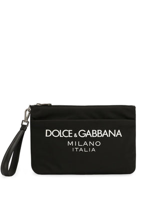 DOLCE & GABBANA Rubberized Logo Mini Pouch Handbag for Men