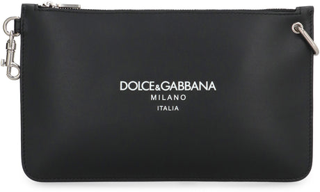 DOLCE & GABBANA Premium Leather Flat Pouch Handbag - 24 CM