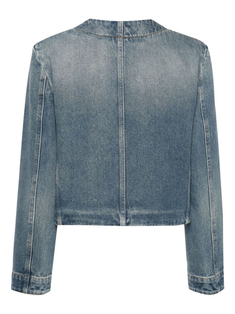 GIVENCHY Cotton Washed Denim Jacket with Contrast Stitching