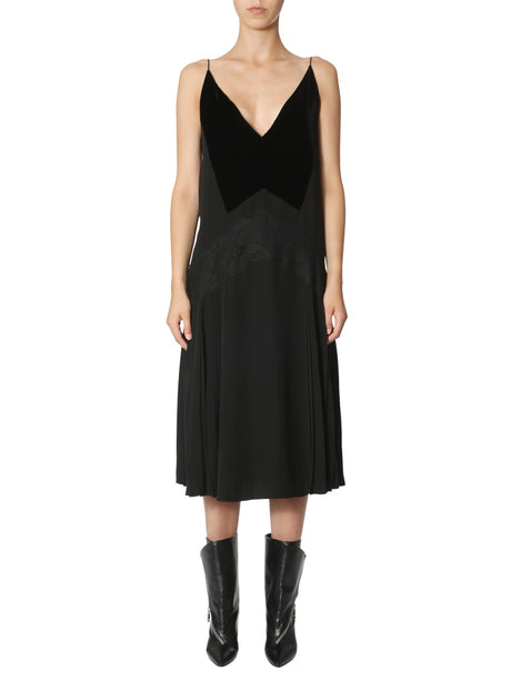 GIVENCHY Sleeveless V-Neck Mini Dress with Velvet Neck Detail