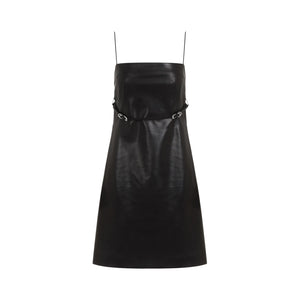 GIVENCHY スリークでエッジの効いた黒のレザーミニドレス