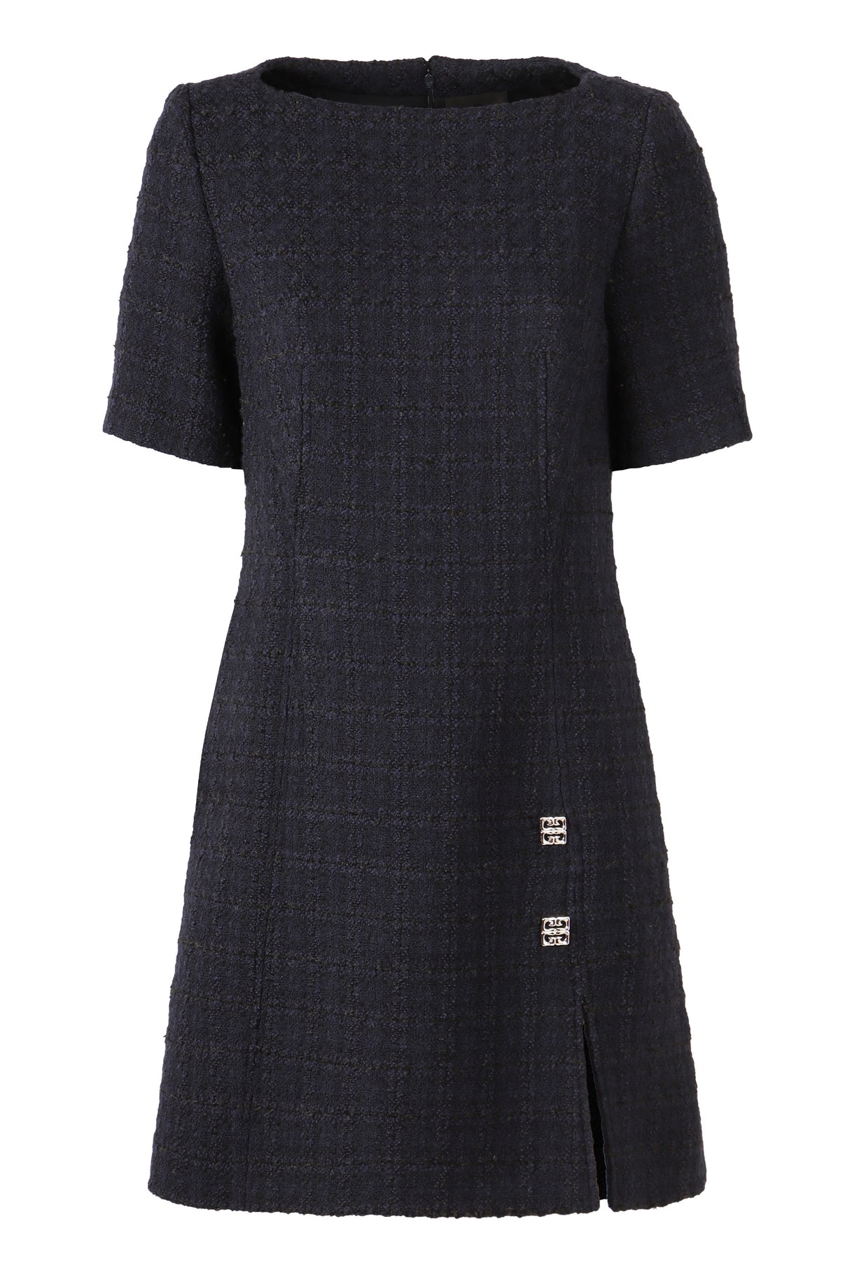 GIVENCHY Chic Wool-Blend Tweed Mini Dress with Embellished Detail