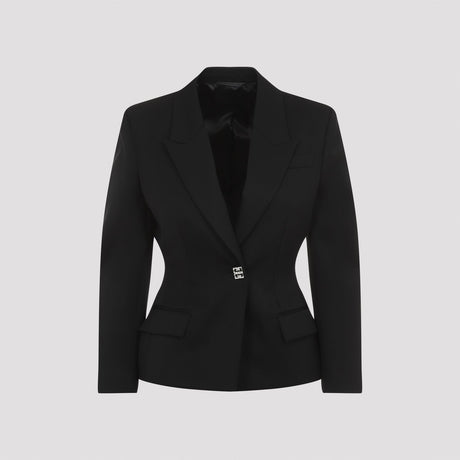 GIVENCHY Classic Black Blazer with Silver Logo Button