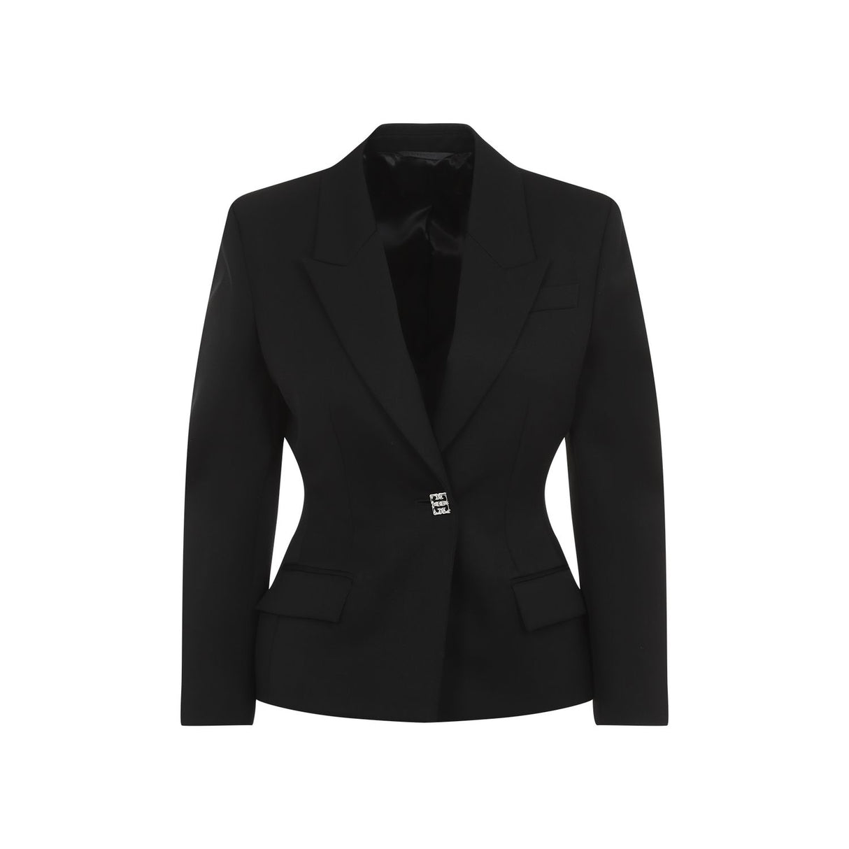 GIVENCHY Classic Black Blazer with Silver Logo Button