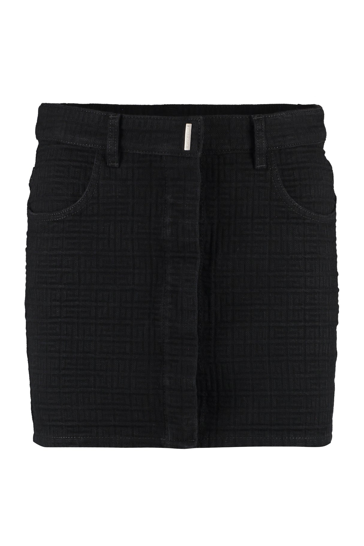 GIVENCHY Jacquard Mini Skirt with Front Button Closure