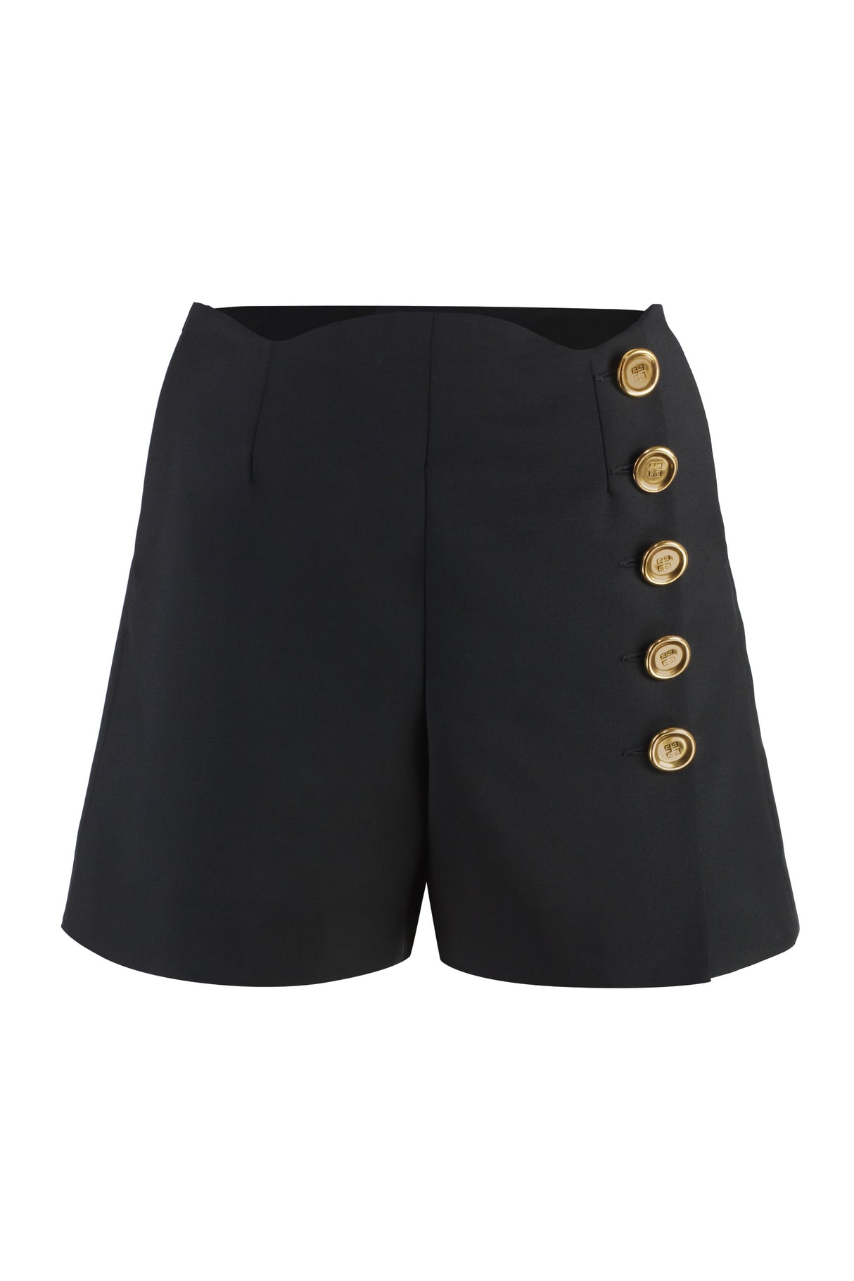 GIVENCHY Wool Mini Shorts with Button Front