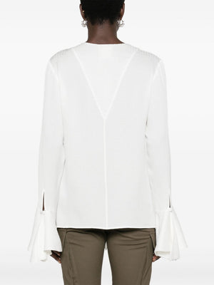 GIVENCHY Silk Ruffled Blouse with Plunging V-Neck