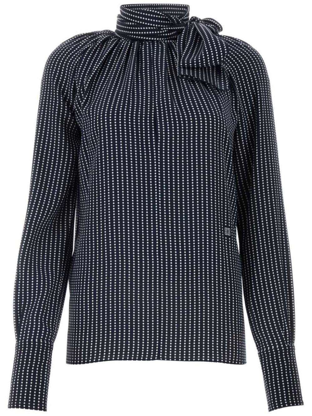 GIVENCHY Elegant Silk Shirt with Playful Bow and Polka Dots - Women’s Fashion