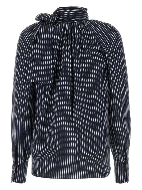 GIVENCHY Elegant Silk Shirt with Playful Bow and Polka Dots - Women’s Fashion