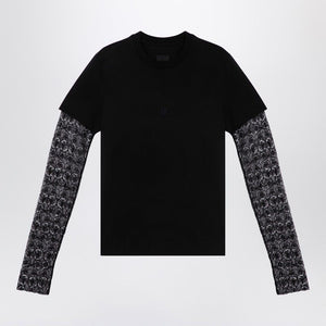 GIVENCHY Overlapping T-Shirt in Cotton and Lace for Women