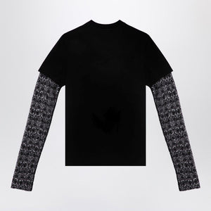 GIVENCHY Overlapping T-Shirt in Cotton and Lace for Women