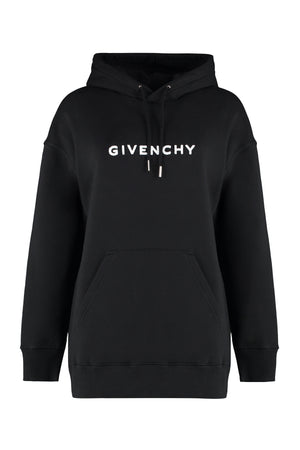 GIVENCHY Cotton Hoodie with Velvet Logo Intarsia for Women