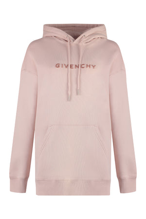 GIVENCHY ピンクコットンフーディー with ベルベットロゴ for ウィメンズ