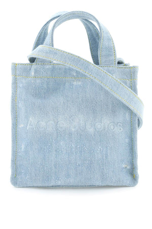 ACNE STUDIOS Mini Denim Shopper Handbag with Logo